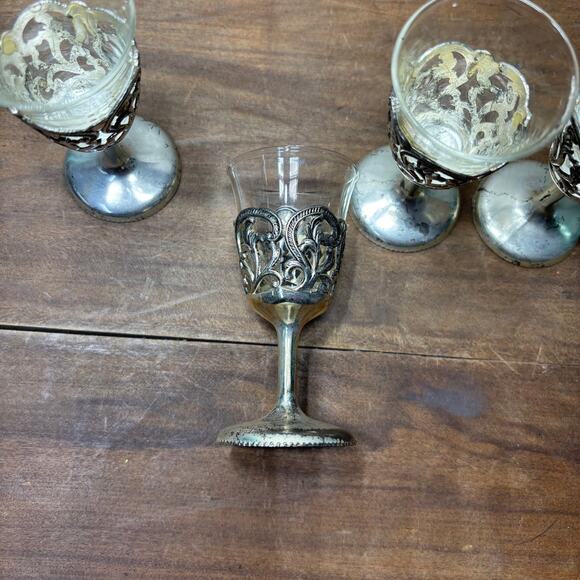 Antique Silverplate Cordial Cups Set Of 4 - Picture 5 of 6